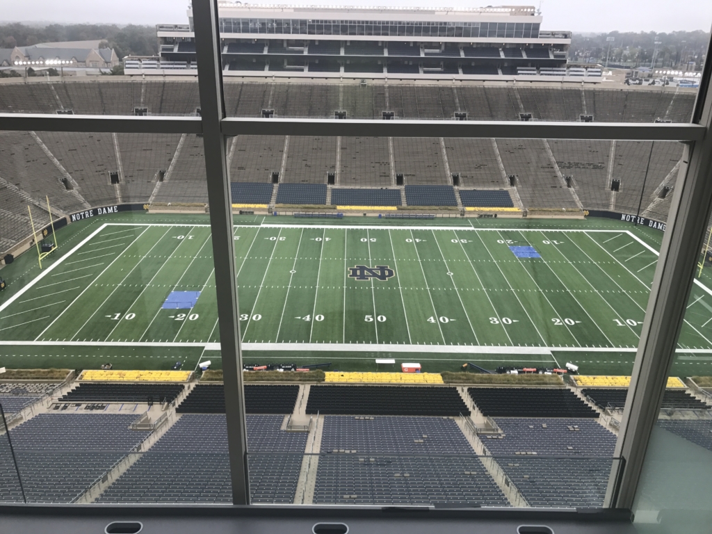Notre Dame Football Field shot from box seating